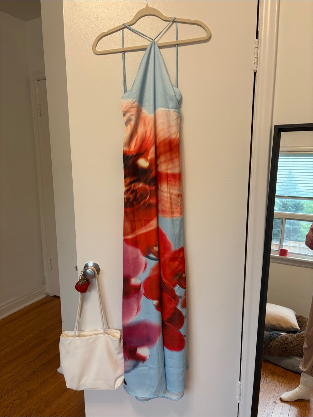Peppermayo Sky Blue Maxi Dress with Red Floral Print - Picture 7 of 9